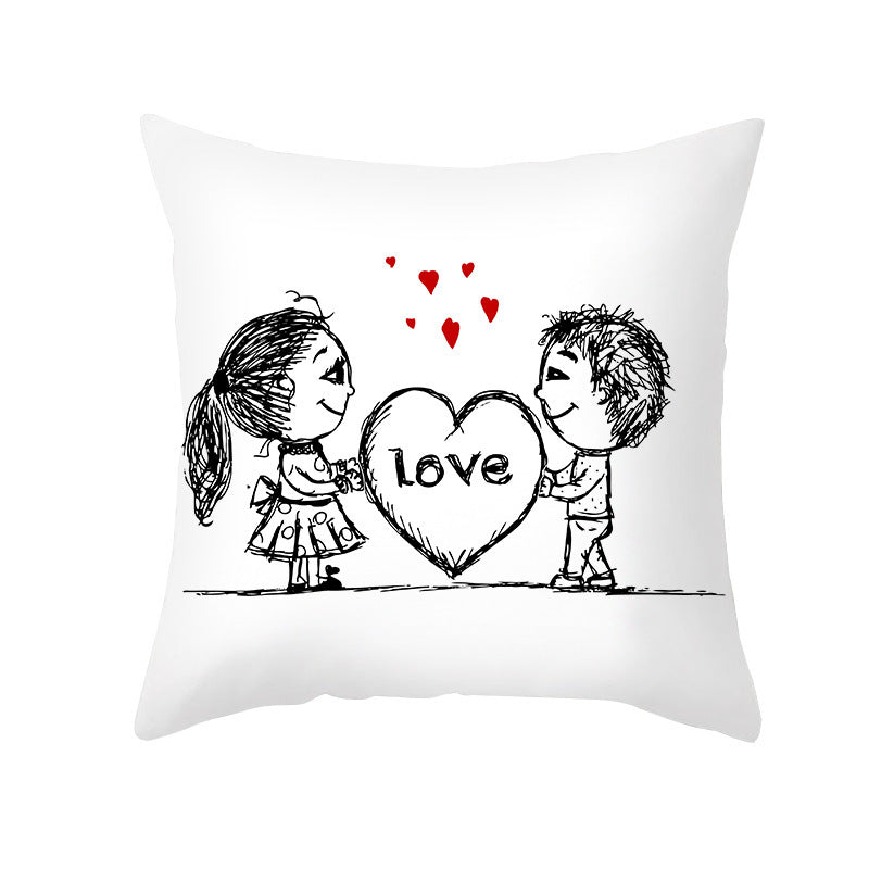 KTX-734035 Valentine's Day Modern Peach Skin Throw Pillow Cover - 45x45cm, Soft & Comfortable