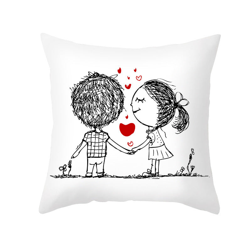 KTX-734035 Valentine's Day Modern Peach Skin Throw Pillow Cover - 45x45cm, Soft & Comfortable