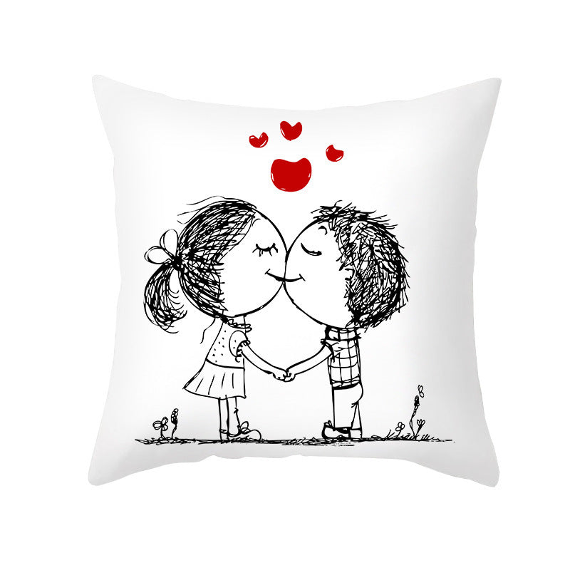 KTX-734035 Valentine's Day Modern Peach Skin Throw Pillow Cover - 45x45cm, Soft & Comfortable
