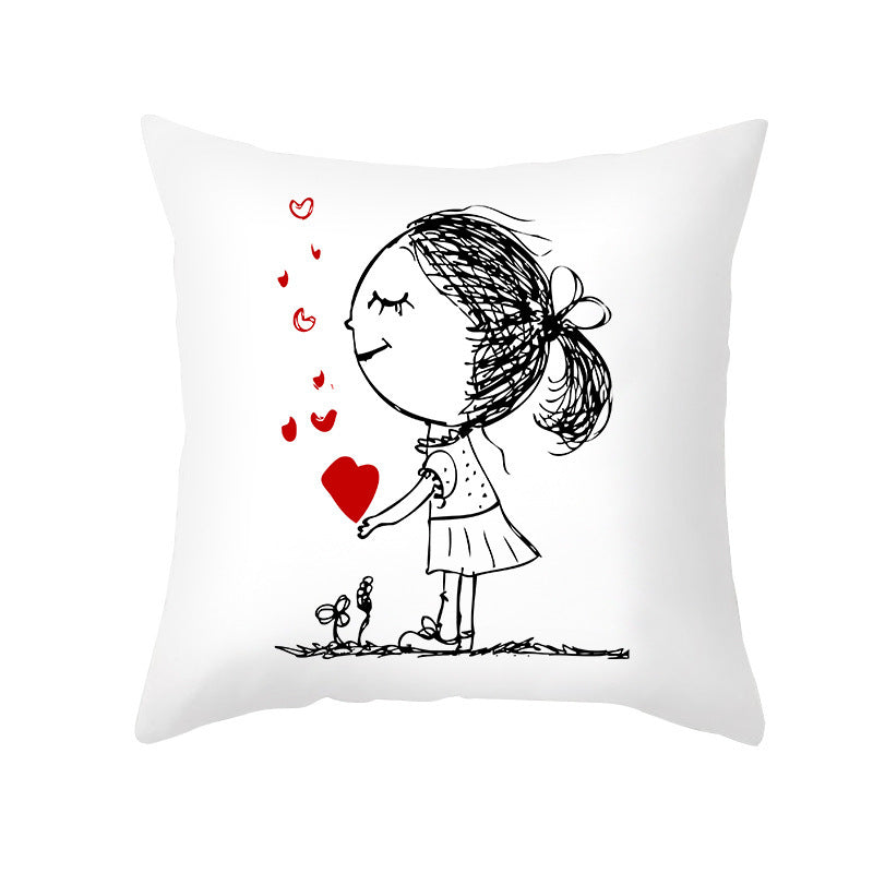 KTX-734035 Valentine's Day Modern Peach Skin Throw Pillow Cover - 45x45cm, Soft & Comfortable