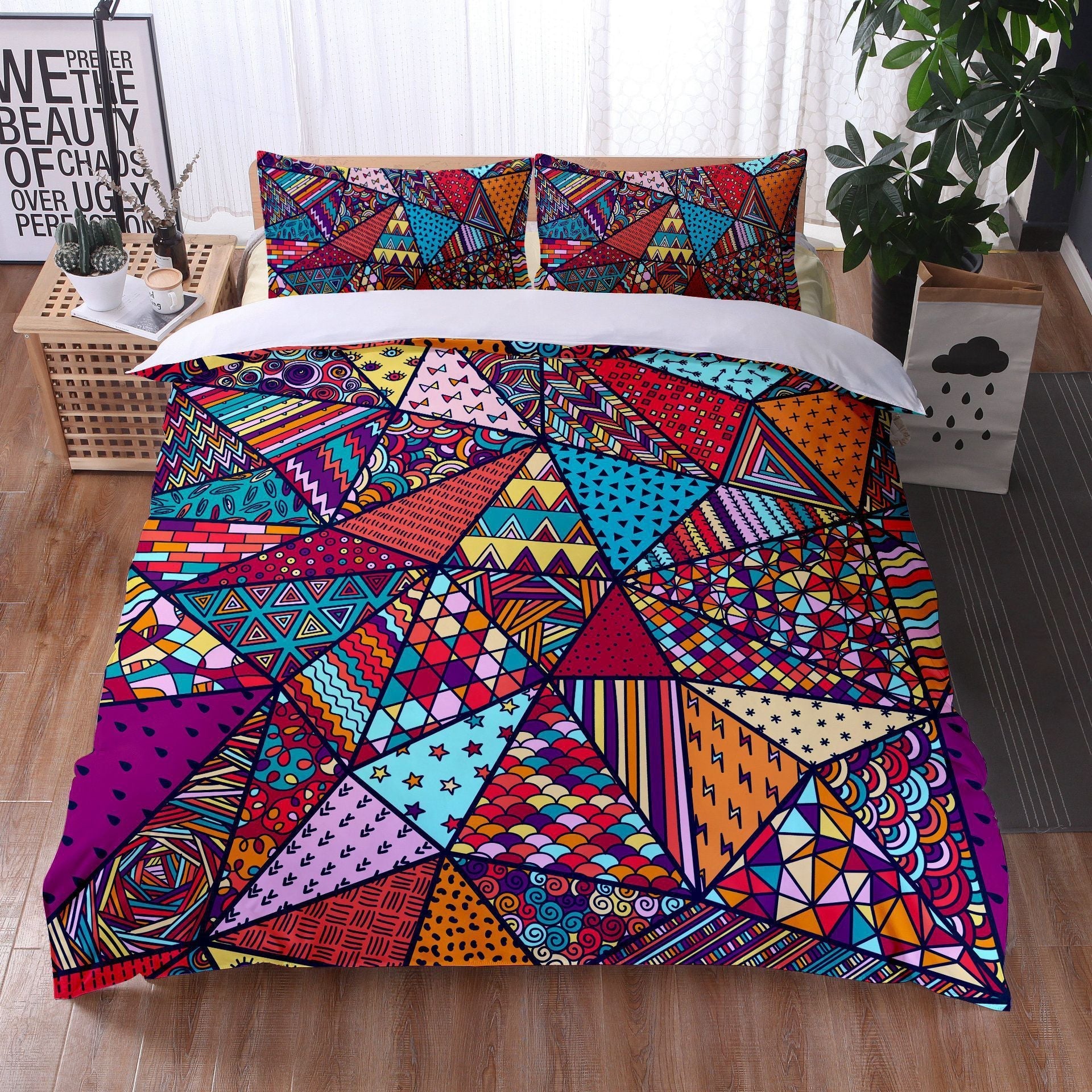 KTX-734355 Mandala Quilt Cover Set with Pillowcases - Digital Printing, Modern Design, Multiple Sizes Available