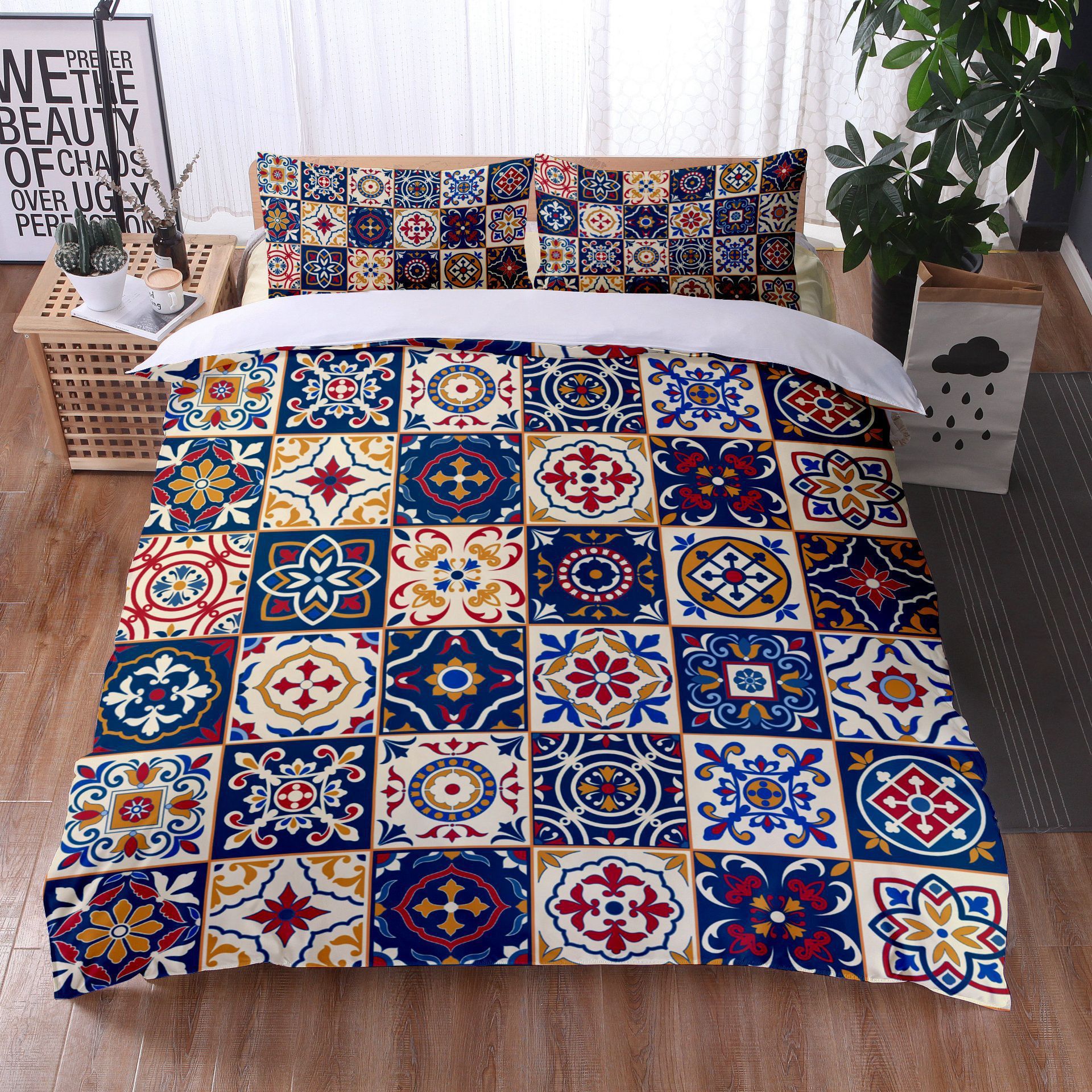 KTX-734355 Mandala Quilt Cover Set with Pillowcases - Digital Printing, Modern Design, Multiple Sizes Available