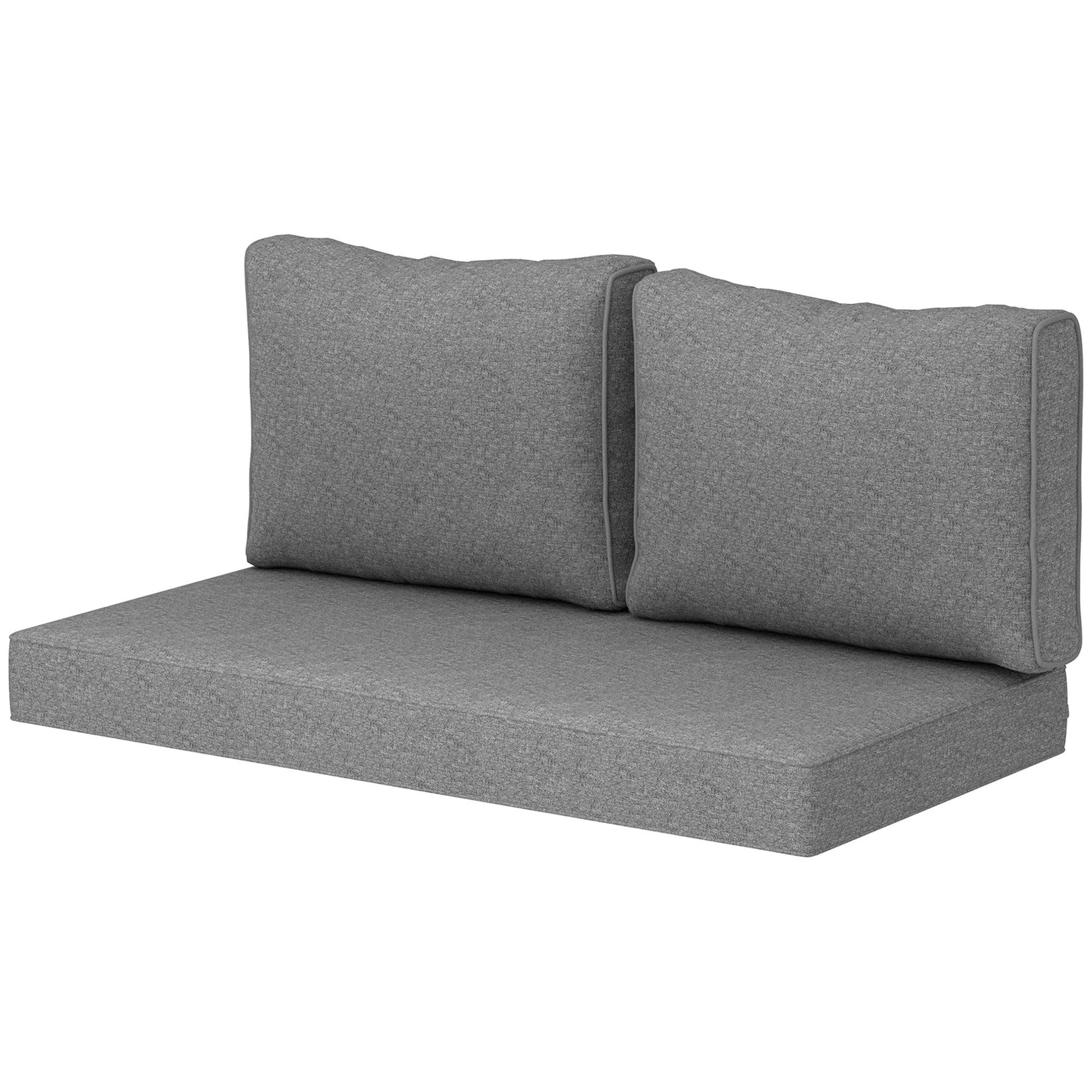 KTX-735891 Thick Gray Outdoor Loveseat Cushion Set with Removable Covers - 2 Seat Patio Replacement Cushions
