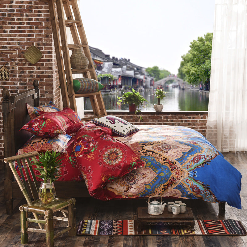 KTX-736659 Elegant Three-Piece Ethnic Polyester Bedding Set in Various Sizes