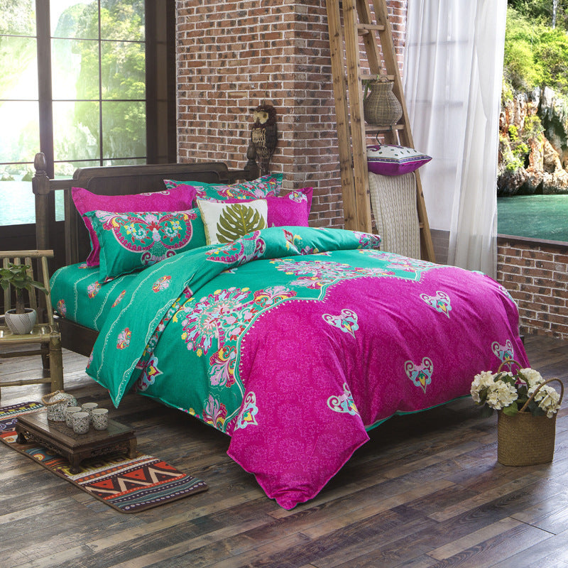 KTX-736659 Elegant Three-Piece Ethnic Polyester Bedding Set in Various Sizes