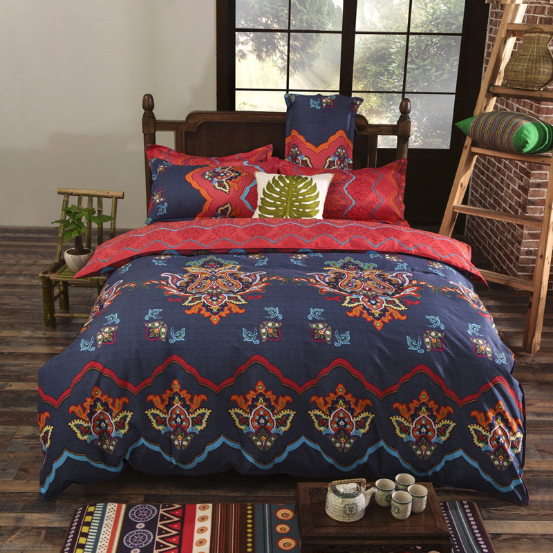KTX-736659 Elegant Three-Piece Ethnic Polyester Bedding Set in Various Sizes