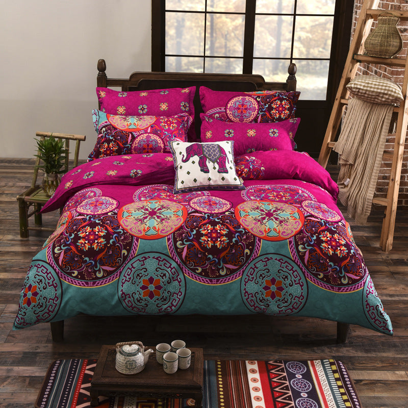 KTX-736659 Elegant Three-Piece Ethnic Polyester Bedding Set in Various Sizes