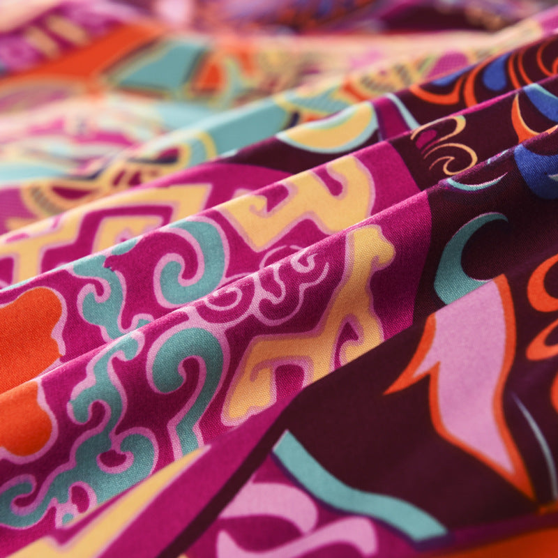 KTX-736659 Elegant Three-Piece Ethnic Polyester Bedding Set in Various Sizes