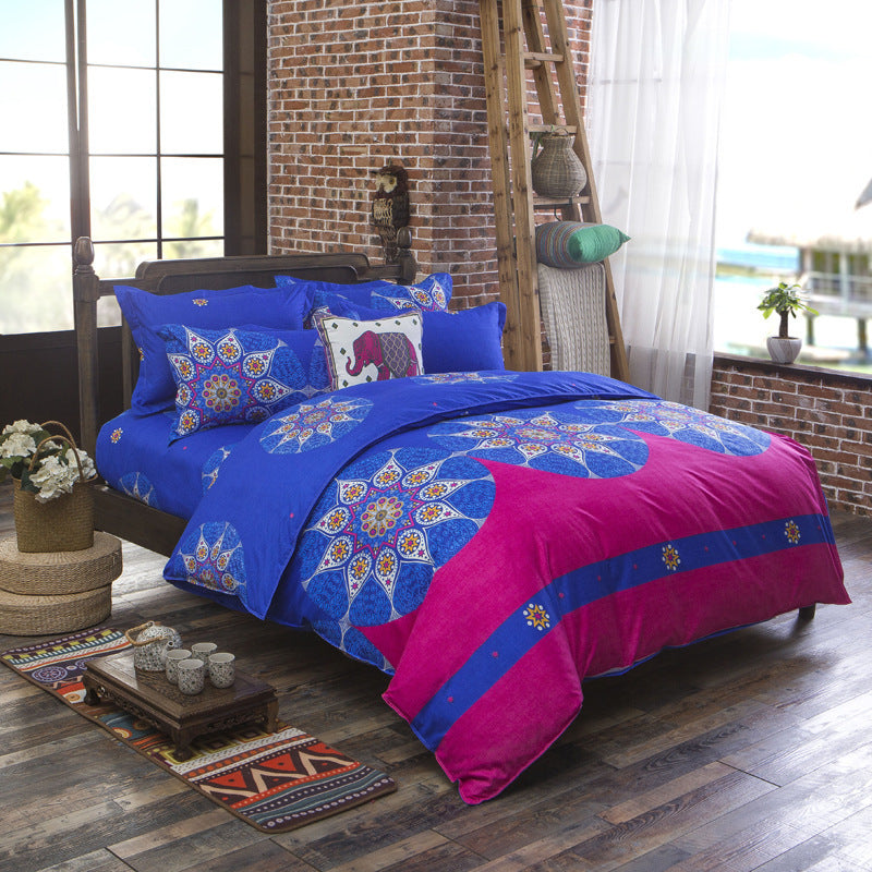 KTX-736659 Elegant Three-Piece Ethnic Polyester Bedding Set in Various Sizes