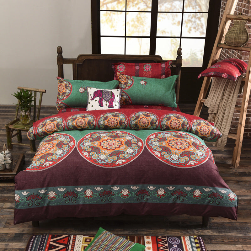 KTX-736659 Elegant Three-Piece Ethnic Polyester Bedding Set in Various Sizes