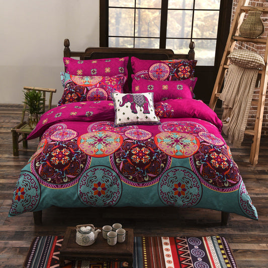 KTX-736659 Elegant Three-Piece Ethnic Polyester Bedding Set in Various Sizes