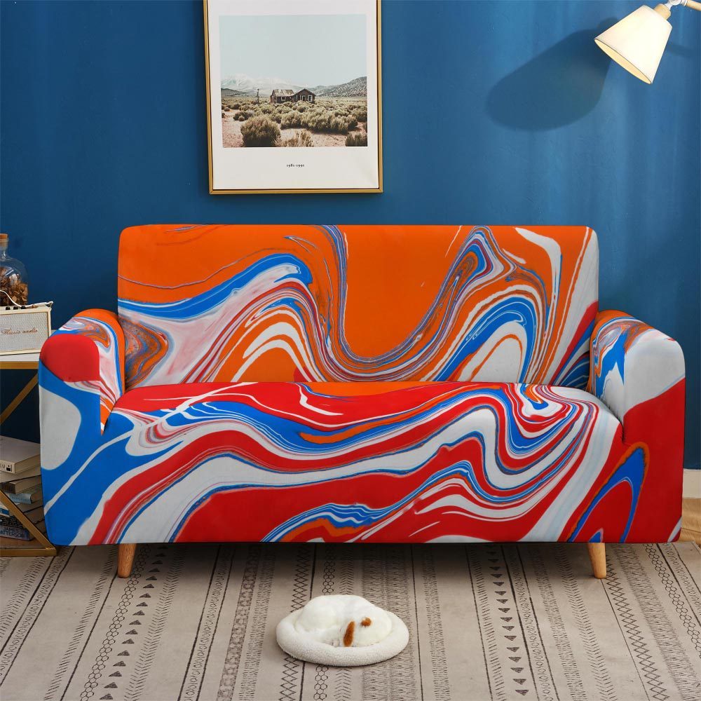 KTX-737555 Artistic Non-slip Stretch Sofa Cover - Floral Design, Polyester Fabric, Modern Style, Various Sizes Available