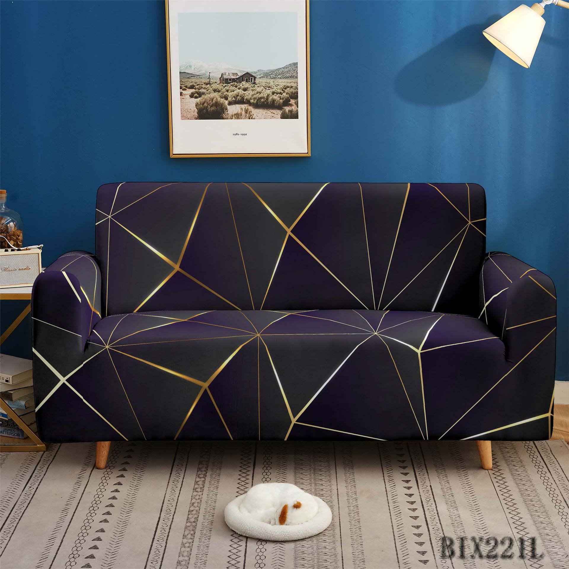 KTX-737555 Artistic Non-slip Stretch Sofa Cover - Floral Design, Polyester Fabric, Modern Style, Various Sizes Available