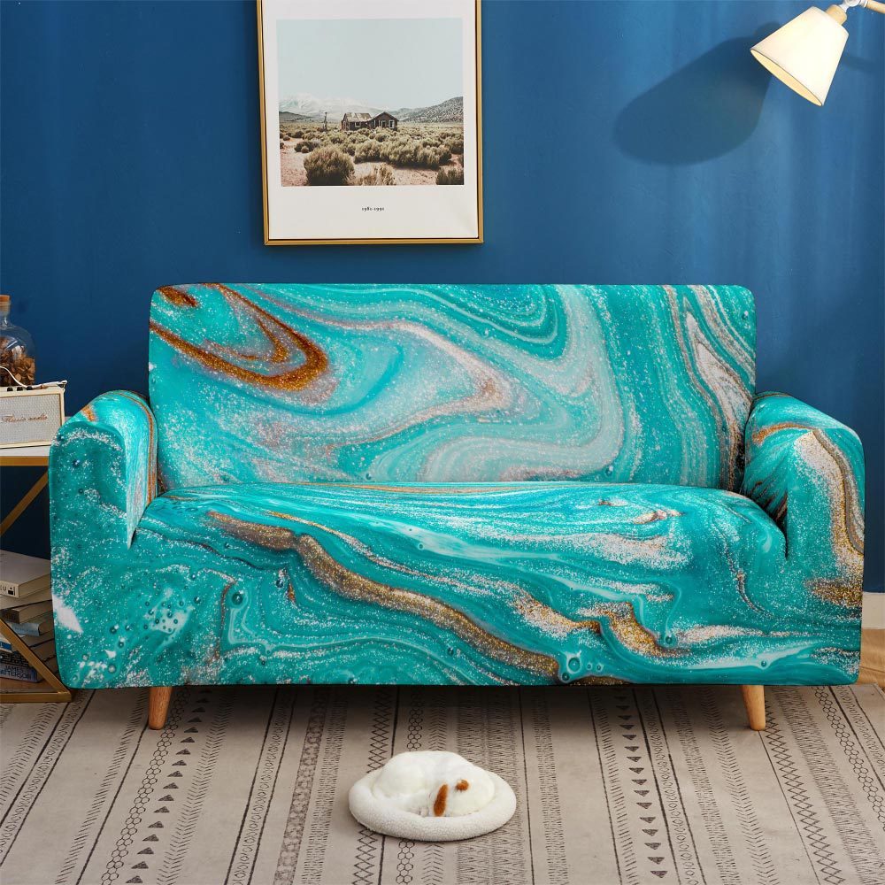 KTX-737555 Artistic Non-slip Stretch Sofa Cover - Floral Design, Polyester Fabric, Modern Style, Various Sizes Available