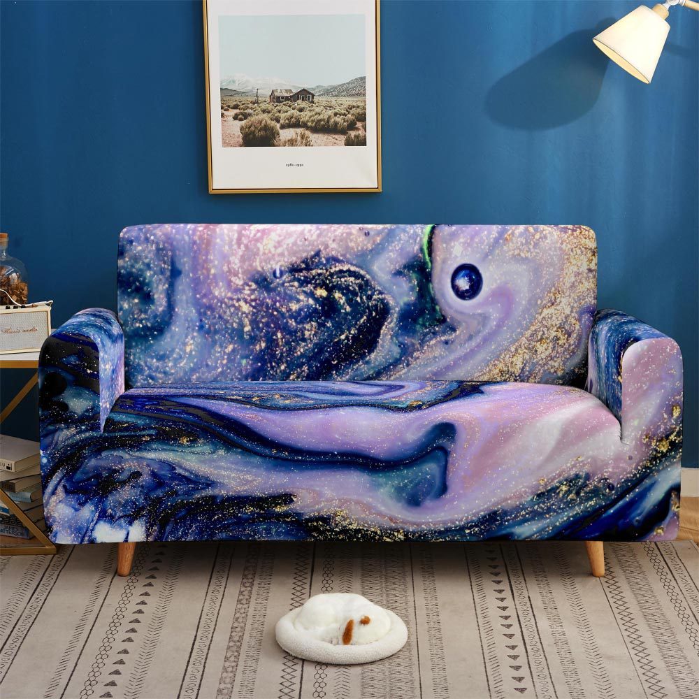 KTX-737555 Artistic Non-slip Stretch Sofa Cover - Floral Design, Polyester Fabric, Modern Style, Various Sizes Available