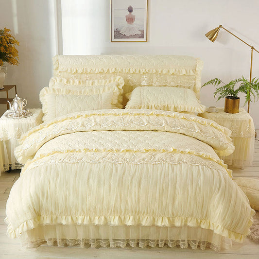 KTX-738643 Elegant Lace Bed Dress Four-Piece Set in Korean Style with Embroidery and Quilting