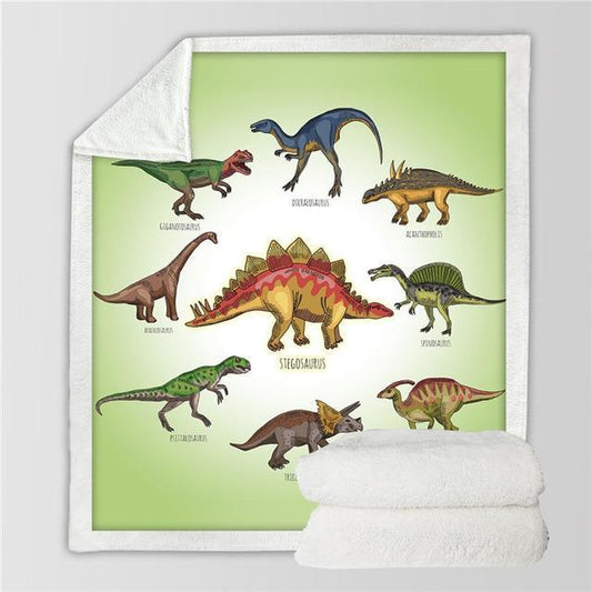 KTX-739731 Dinosaur Glow-in-the-Dark Fluffy Cotton Blanket for Kids, Soft Cozy Throw for Beds and Travel