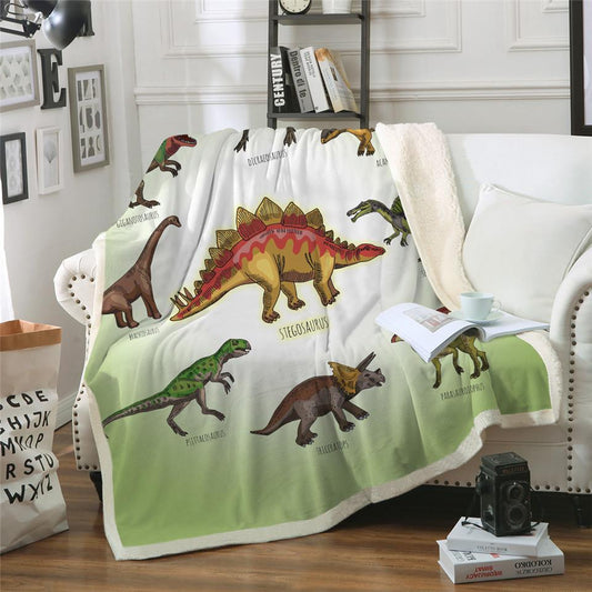 KTX-739731 Dinosaur Glow-in-the-Dark Fluffy Cotton Blanket for Kids, Soft Cozy Throw for Beds and Travel