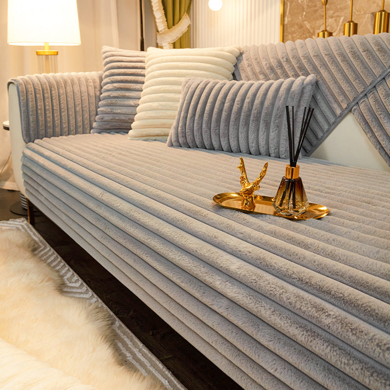 KTX-739859 Rabbit Plush Winter Sofa Cushion - Soft and Cozy Decorative Slipcover for Chairs and Sofas in Various Sizes