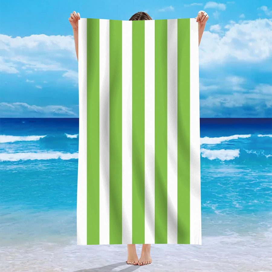 KTX-740371 Personalized Microfiber Beach Bath Towel with Striped Patterns in Various Colors
