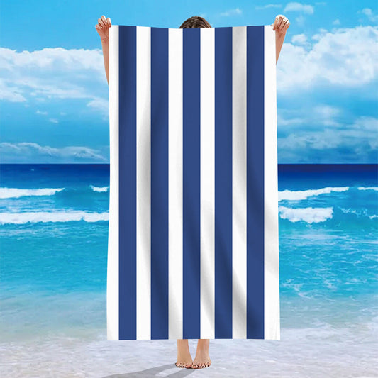 KTX-740371 Personalized Microfiber Beach Bath Towel with Striped Patterns in Various Colors
