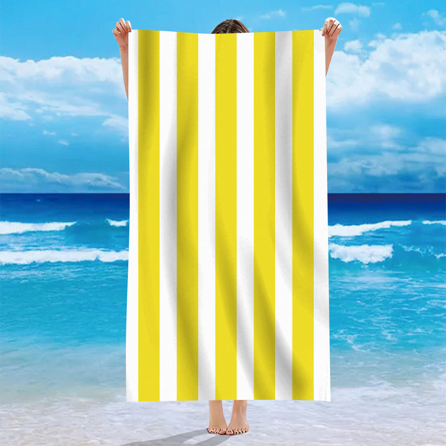 KTX-740371 Personalized Microfiber Beach Bath Towel with Striped Patterns in Various Colors