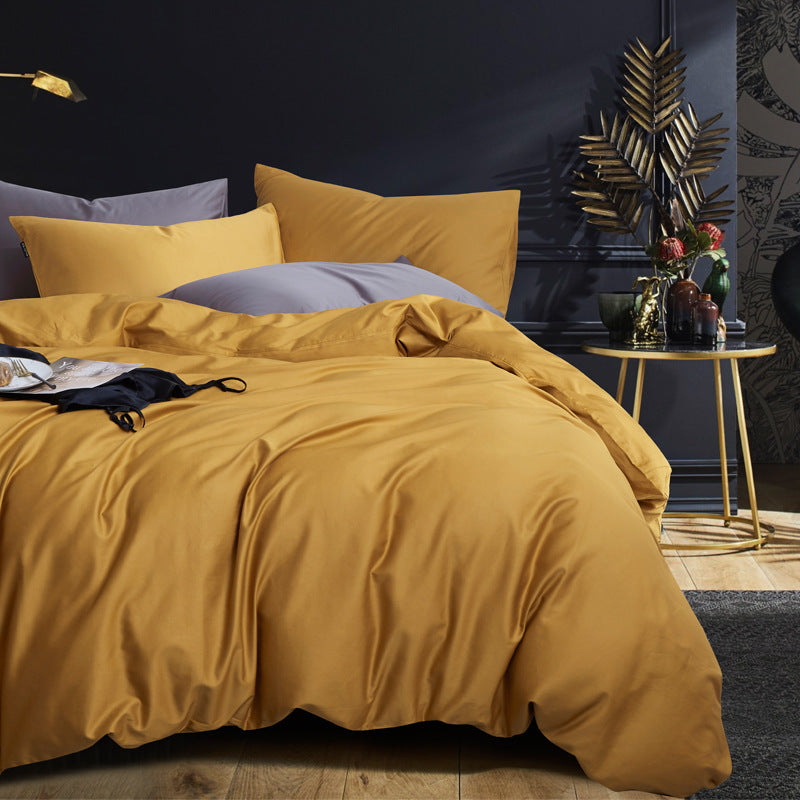 KTX-741267 Long-Staple Cotton 4-Piece Hotel Bedding Set in Solid Colors for 2m Beds