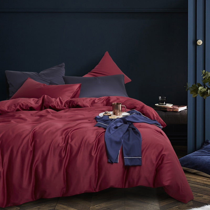 KTX-741267 Long-Staple Cotton 4-Piece Hotel Bedding Set in Solid Colors for 2m Beds