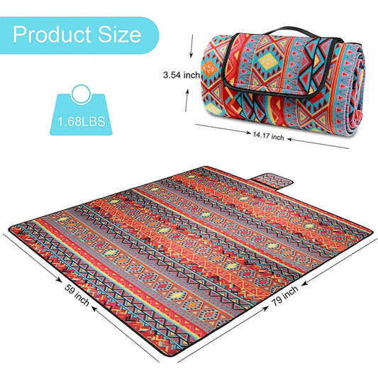 KTX-741459 Bohemian Style Waterproof Foldable Outdoor Camping and Picnic Mat Beach Blanket