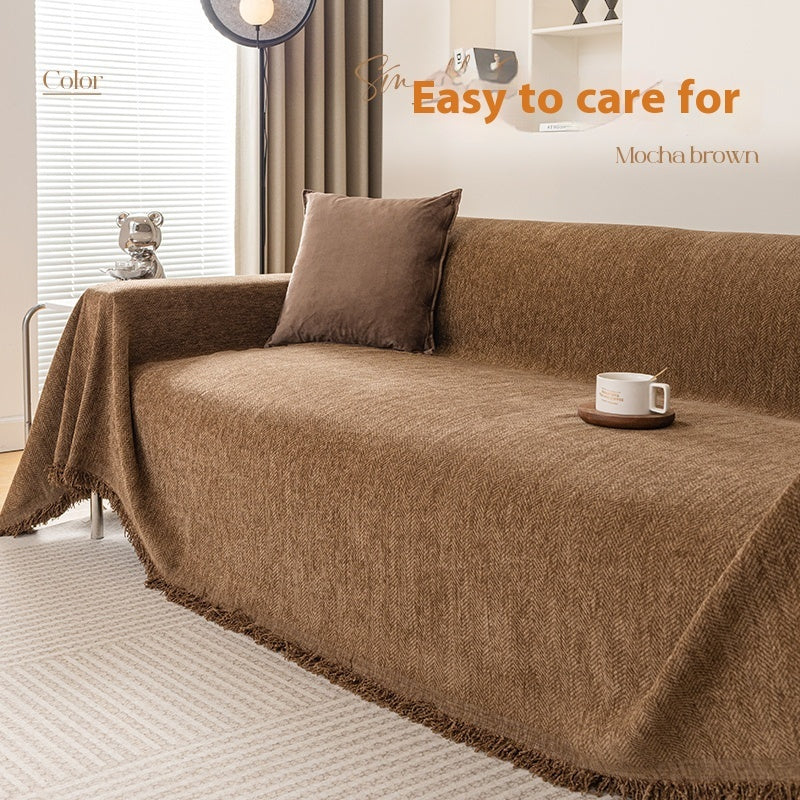 KTX-741907 Chenille Solid Color Sofa Towel Cover - Modern Simplicity Dust Cover for Sofas and Appliances