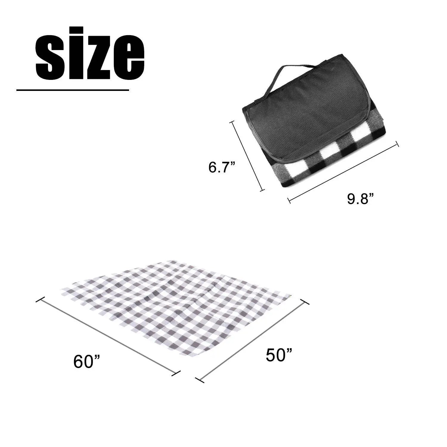 KTX-742611 Large Waterproof Picnic Mat - Thick, Roll-Up, Padded Outdoor Blanket for Beach and Outdoor Use