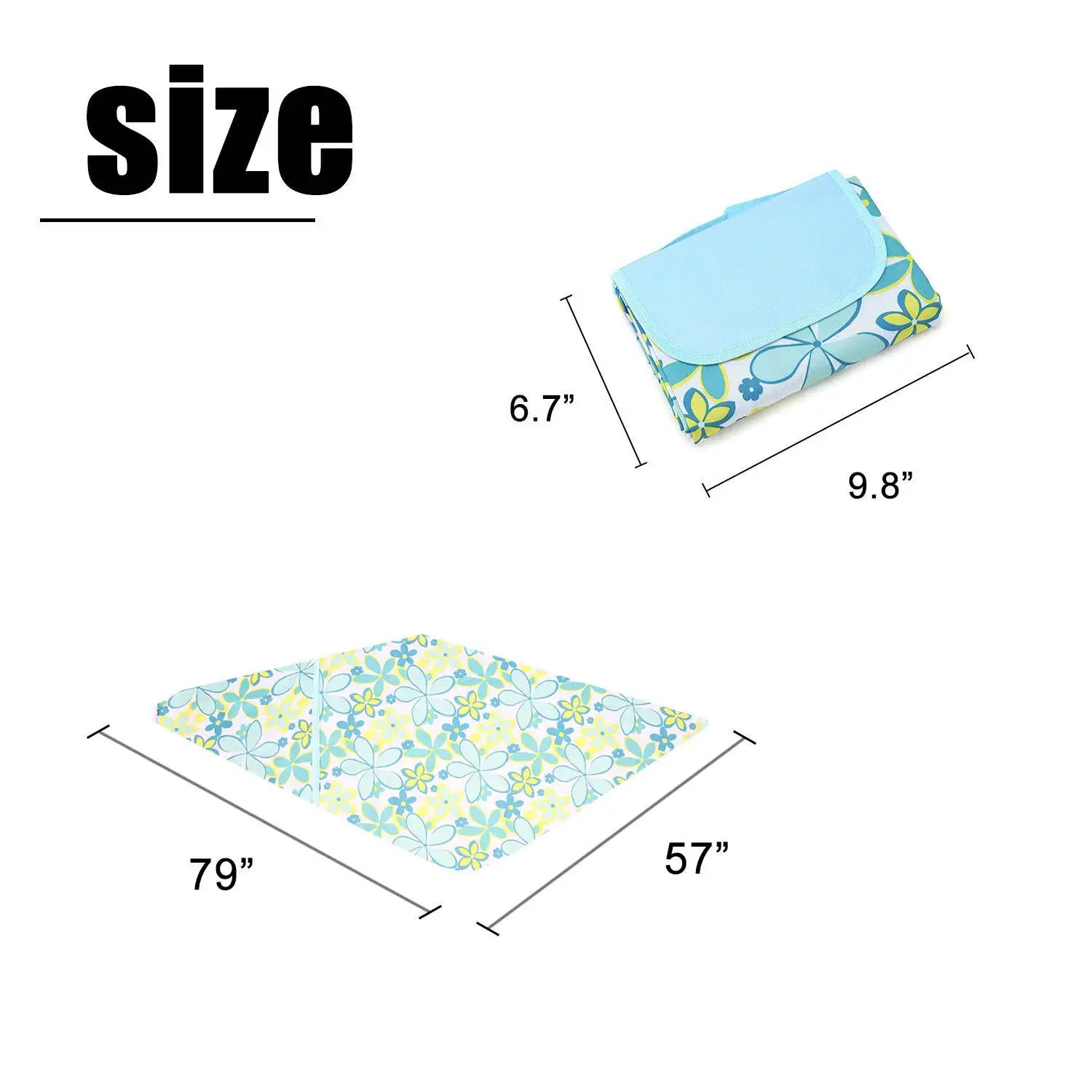 KTX-742611 Large Waterproof Picnic Mat - Thick, Roll-Up, Padded Outdoor Blanket for Beach and Outdoor Use