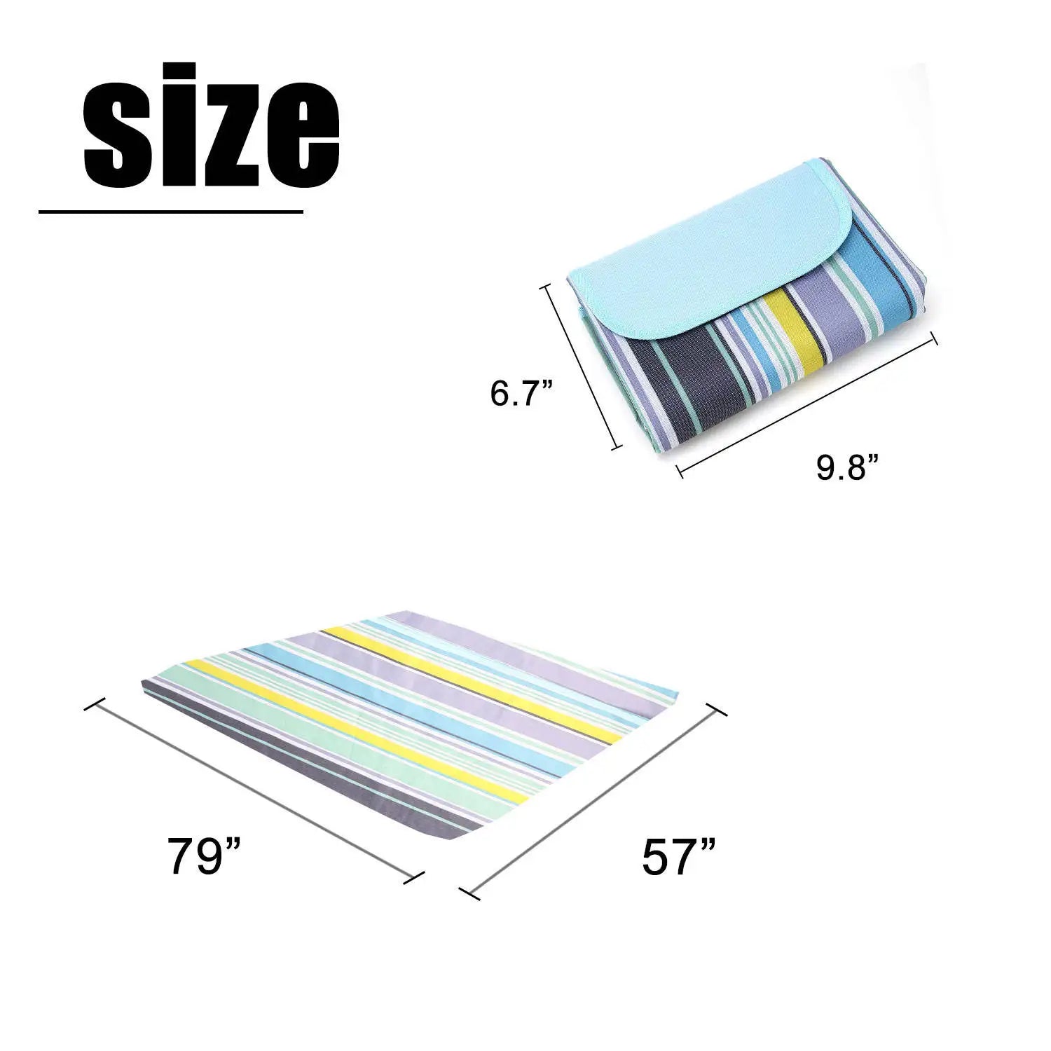 KTX-742611 Large Waterproof Picnic Mat - Thick, Roll-Up, Padded Outdoor Blanket for Beach and Outdoor Use