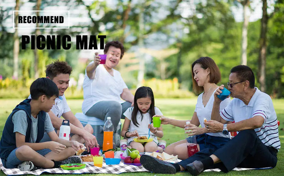 KTX-742611 Large Waterproof Picnic Mat - Thick, Roll-Up, Padded Outdoor Blanket for Beach and Outdoor Use