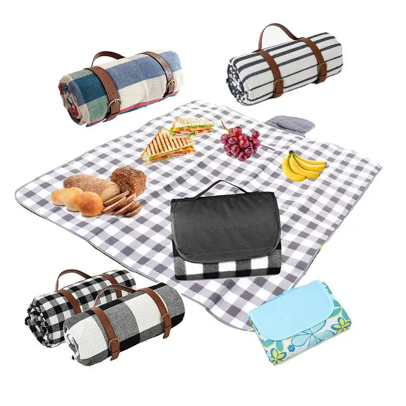 KTX-742611 Large Waterproof Picnic Mat - Thick, Roll-Up, Padded Outdoor Blanket for Beach and Outdoor Use