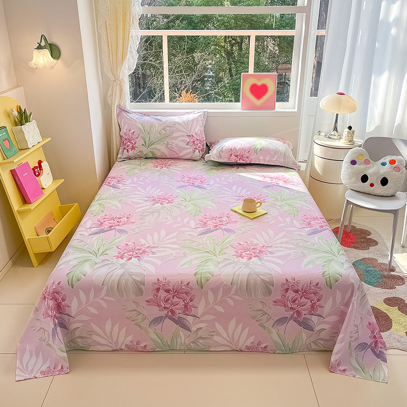 KTX-743059 Cotton Floral Bed Sheet Set in Pastoral Design - Various Sizes