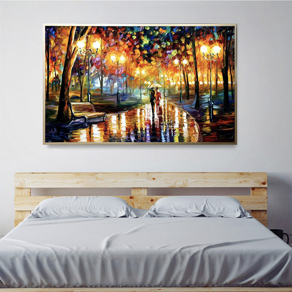 KTX-743187 Hand-painted Impressionist Oil Painting of a Modern Minimalist Rain Scene - Canvas Art, Frameless, Various Sizes Available