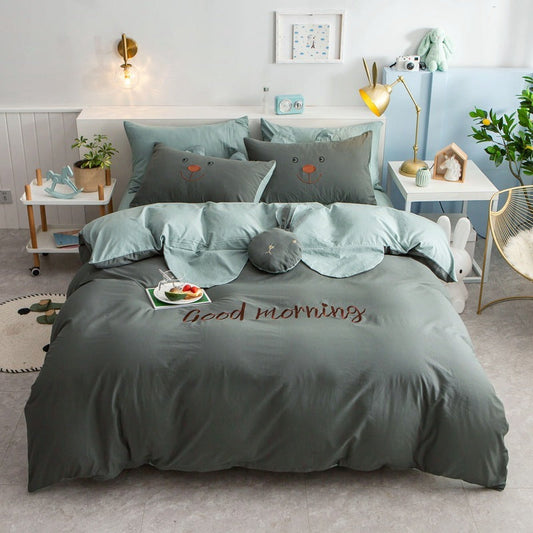 KTX-743251 Princess Style Heart Quilt Bedding Set for Spring & Summer - 100% Cotton, Available in Multiple Colors and Sizes