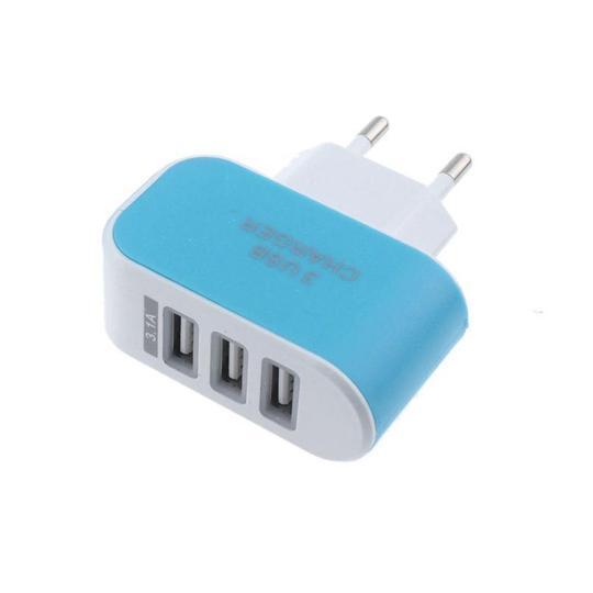KTX-743315 3-Port USB EU Plug Charger with 3.1A Output for Phones, Cameras, and MP3 Players