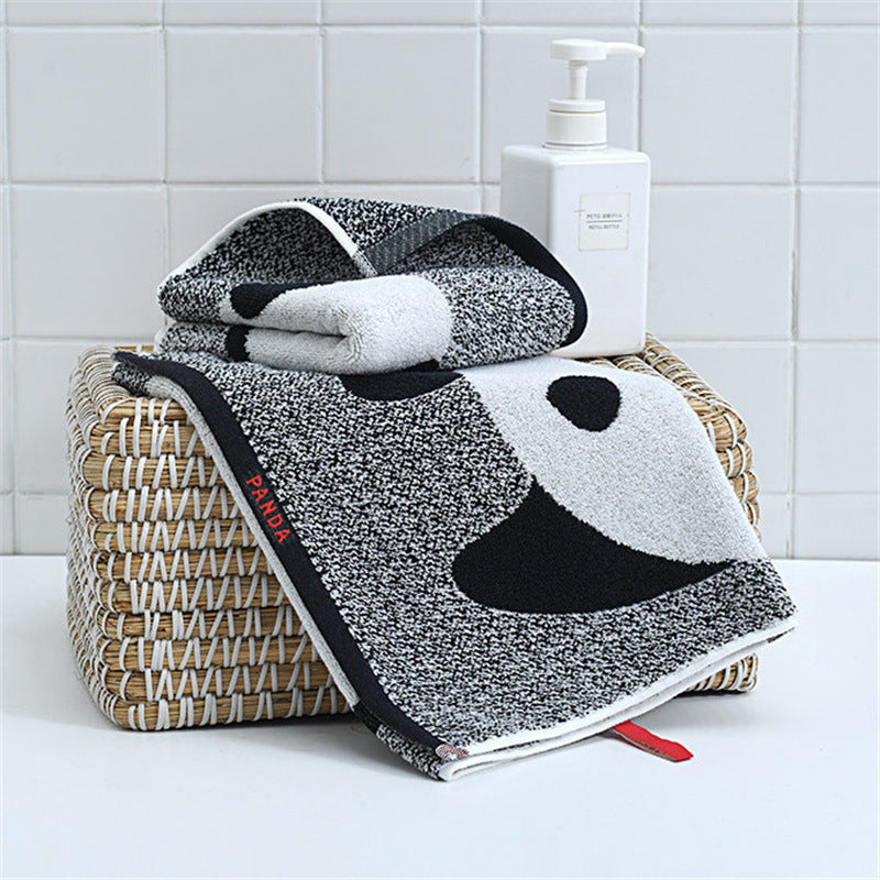 KTX-743827 Panda Cartoon Pattern Cotton Facecloth, Absorbent and Soft, 70 x 34cm