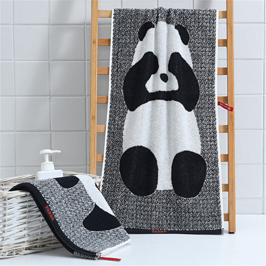 KTX-743827 Panda Cartoon Pattern Cotton Facecloth, Absorbent and Soft, 70 x 34cm