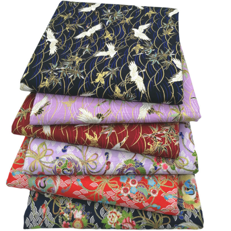 KTX-744083 Japanese Style 100% Cotton Fairy Crane Peacock Patchwork Cloth Set - 6 Piece Animal Print Design