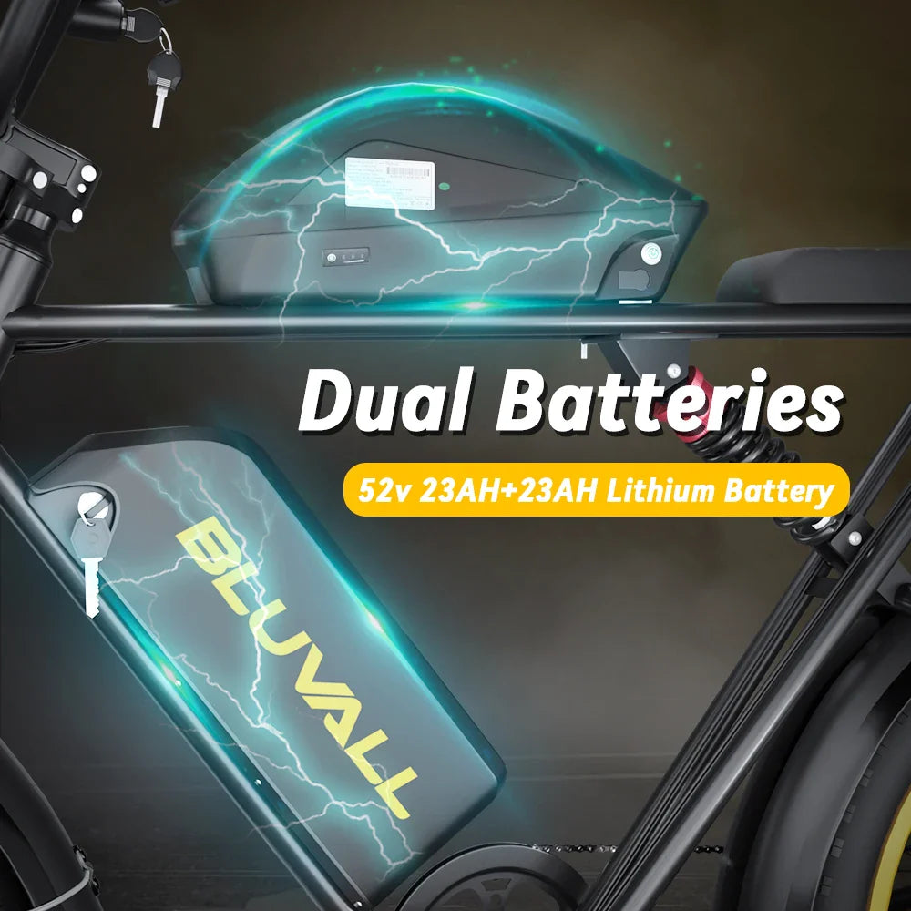 KTX-745107 20" Dual Motor Off-Road Electric Bicycle - 2000W Hybrid Mountain E-Bike with 7-Speed and Dual Suspension