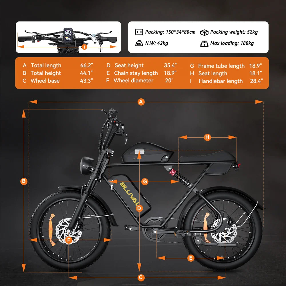 KTX-745107 20" Dual Motor Off-Road Electric Bicycle - 2000W Hybrid Mountain E-Bike with 7-Speed and Dual Suspension