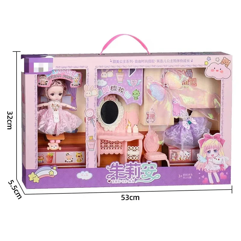 KTX-745235 Fantasy DIY Dress Up Dolls Gift Set - Cute Educational Princess Toy for Ages 0 to 14 Years