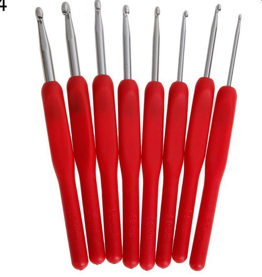 KTX-745235 Knitting Tools Set with 8 Comfort Handle Crochet Needles in Various Sizes