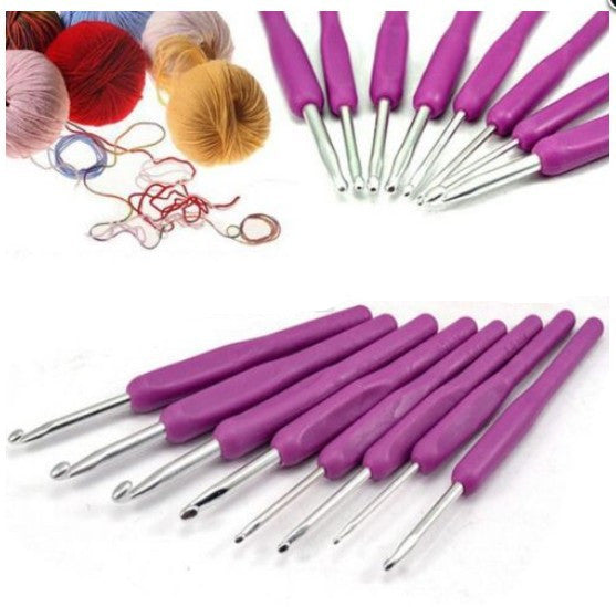 KTX-745235 Knitting Tools Set with 8 Comfort Handle Crochet Needles in Various Sizes