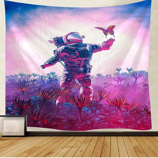 KTX-746259 Astronaut-Themed Multifunctional Tapestry, Blanket, and Beach Towel - 100% Polyester Fiber, Rectangle Shape