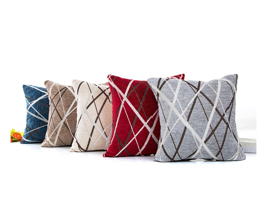 KTX-746387 Modern Striped Chenille Cushion Cover 45x45cm with Zipper Closure