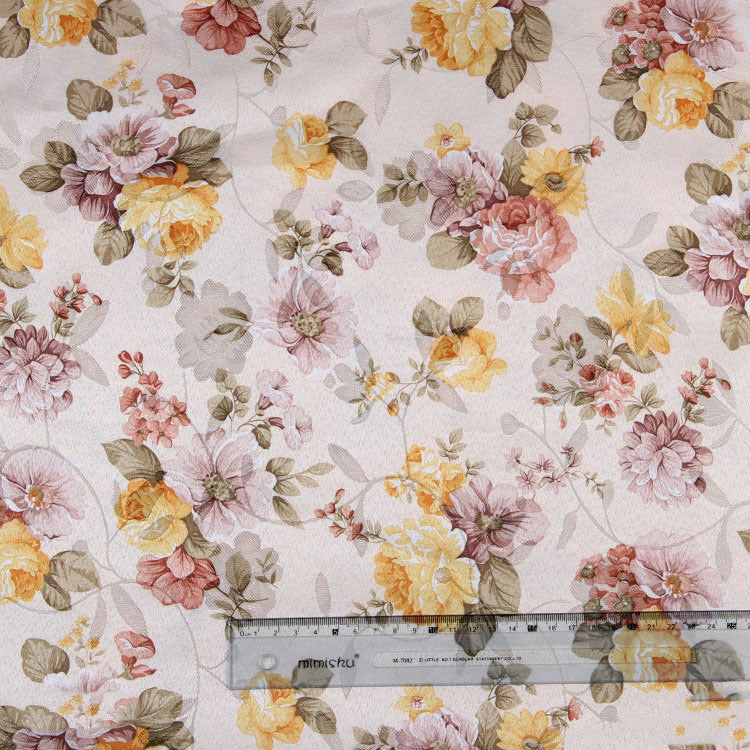KTX-748691 Floral Jacquard Polyester Printed Fabric for Home Textiles and Decor